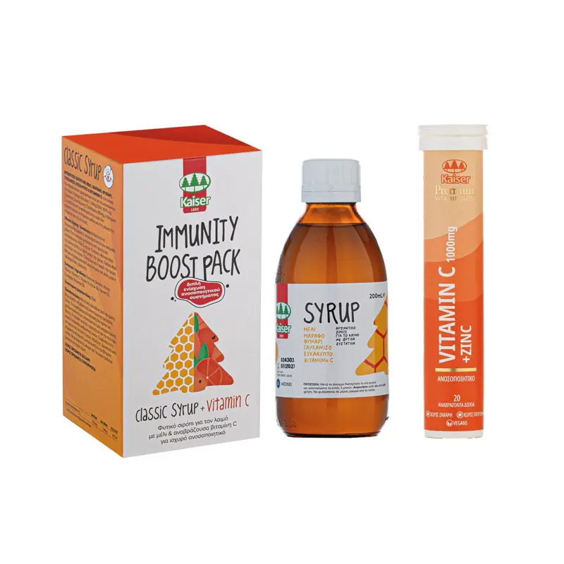 Kaiser Immunity Boost Pack Classic Syrup & Vitamin C, Διπλή ενίσχυση ανοσοποιητικού συστήματος