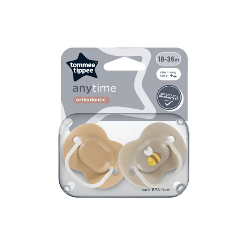 Tommee Tippee Πιπίλα σιλικόνης Anytime Beige18-36m, 2 τεμάχια