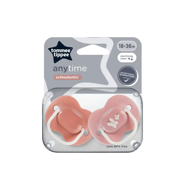 Tommee Tippee Πιπίλα σιλικόνης Anytime Pink 18-36m, 2 τεμάχια