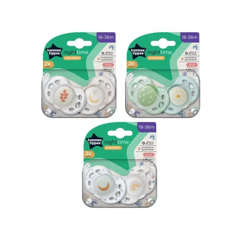 Tommee Tippee Πιπίλα σιλικόνης Night time, 18-36m (2τμχ)
