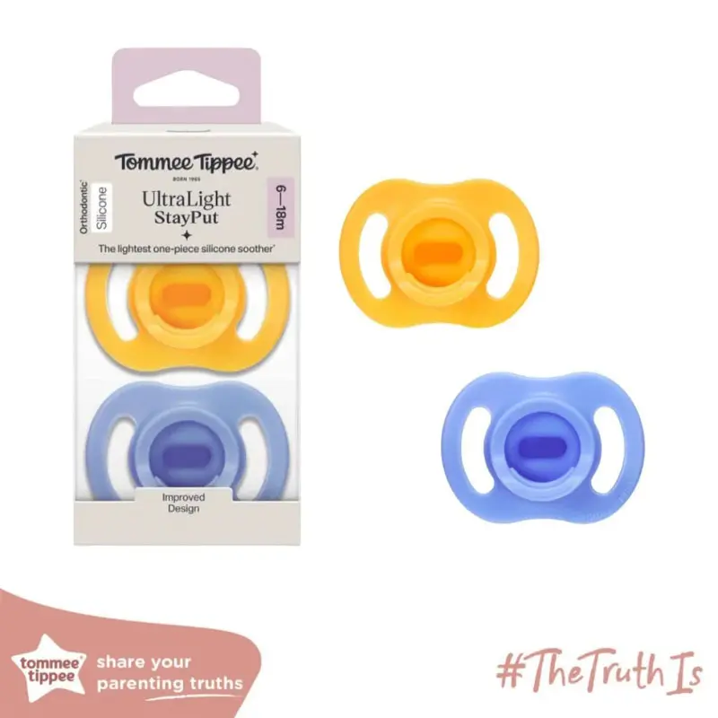 Tommee Tippee Πιπίλες σιλικόνης Ultra light 6-18m, 2 τεμάχια Blue/Yellow
