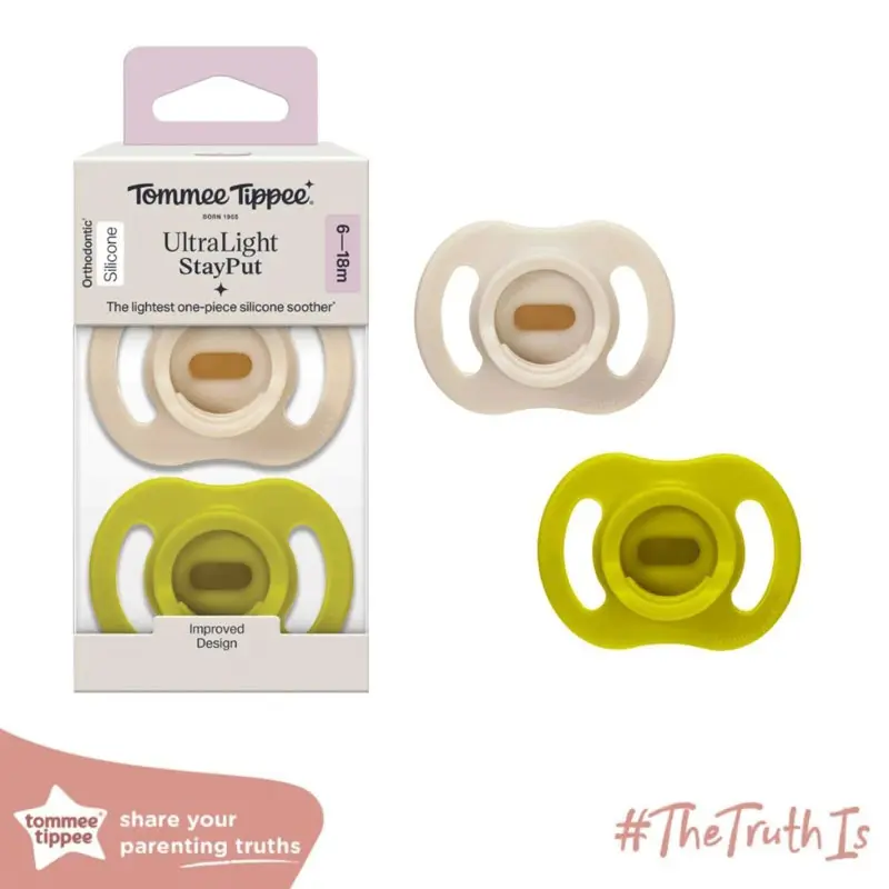 Tommee Tippee Πιπίλες σιλικόνης Ultra light 6-18m, 2 τεμάχια, Green/Beige