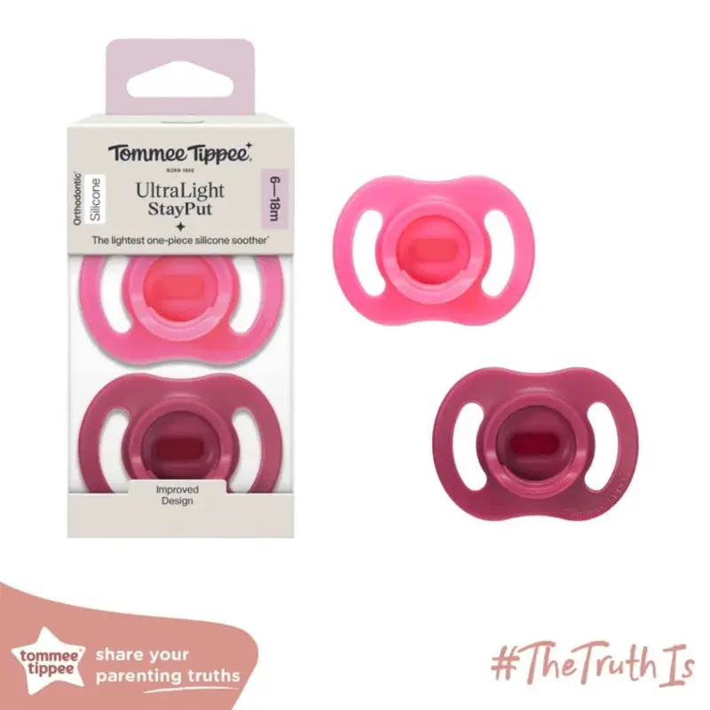 Tommee Tippee Πιπίλες σιλικόνης Ultra light 6-18m, 2 τεμάχια Pink/Fouscia