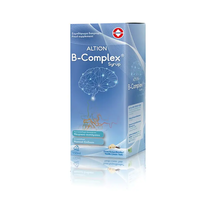 Altion B-Complex Syr, Για τη φυσιολογική λειτουργία του Νευρικού Συστήματος και τη φυσιολογική Νοητική Επίδοση, με γεύση κρέμα-βανίλια,150ml