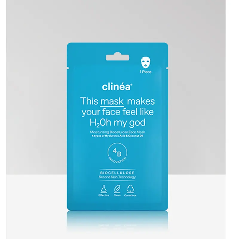 Clinea Moisturizing Biocellulose Face Mask, Ενυδατική μάσκα προσώπου από βιοκυτταρίνη, 1 τεμάχιο