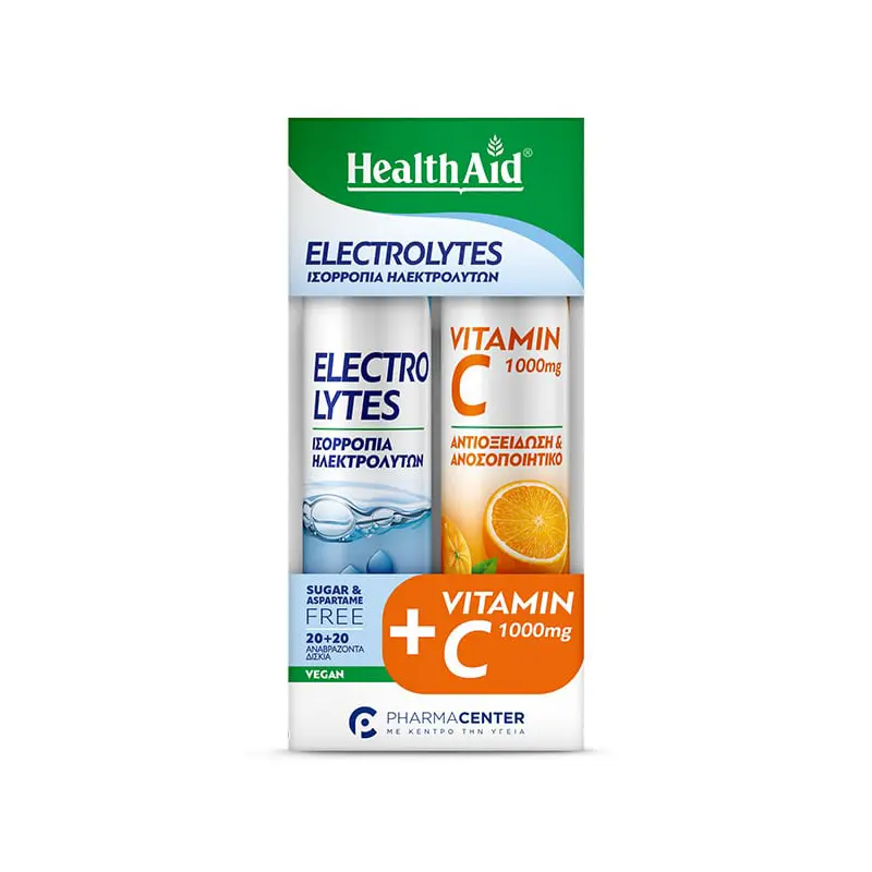 Health Aid Promo Pack Electrolytes 20eff & Vitamin-C 1000mg Γεύση Πoρτoκάλι 20eff