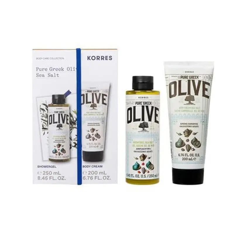 Korres Σετ Greek Olive Θαλασσινό Aλάτι Αφρόλουτρο, 250ml & Eνυδατικό Γαλάκτωμα Σώματος, 200ml
