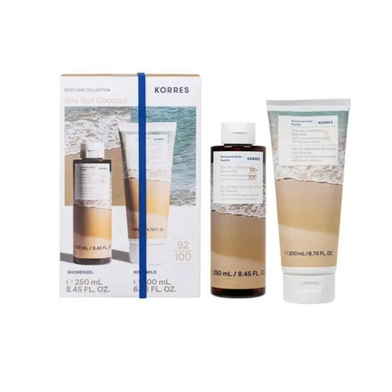 Korres Σετ Θαλασσινό Αλάτι Καρύδα Αφρόλουτρο, 250ml & Eνυδατικό Γαλάκτωμα Σώματος, 200ml