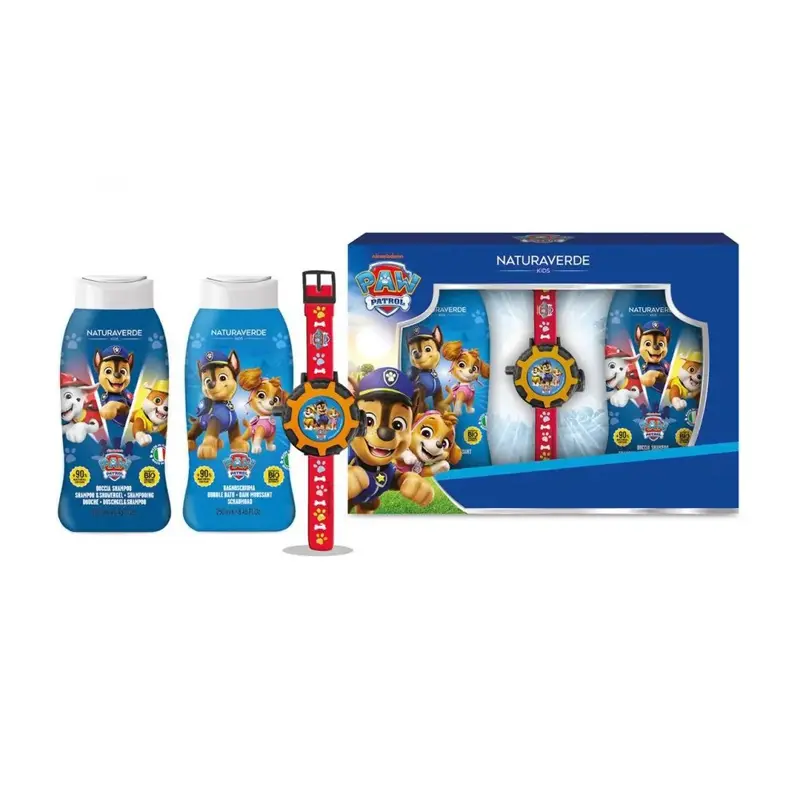 NaturaVerde Kids Paw Patrol Σετ, Bubble Bath 250ml, Shampoo 250ml & Ρολόι