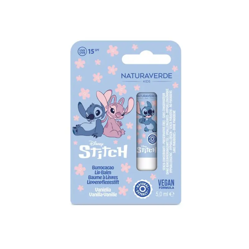 NaturaVerde Kids Stitch Lip Balm spf15, με άρωμα βανίλια, 5ml