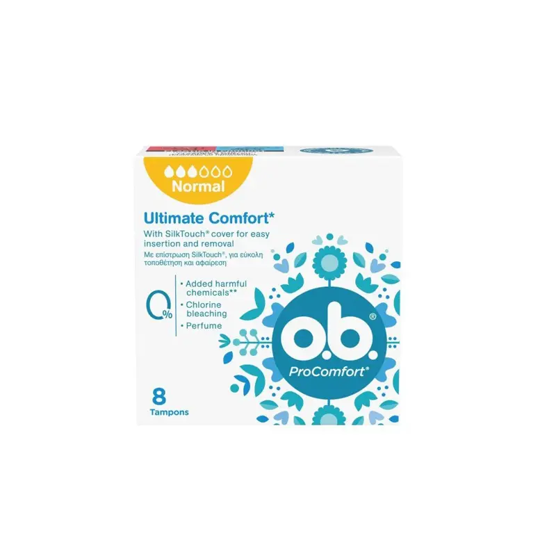 O.B Tambons ProComfort Normal, Ταμπόν Κατάλληλo για μέρες με κανονική ροή, 8 τεμάχια