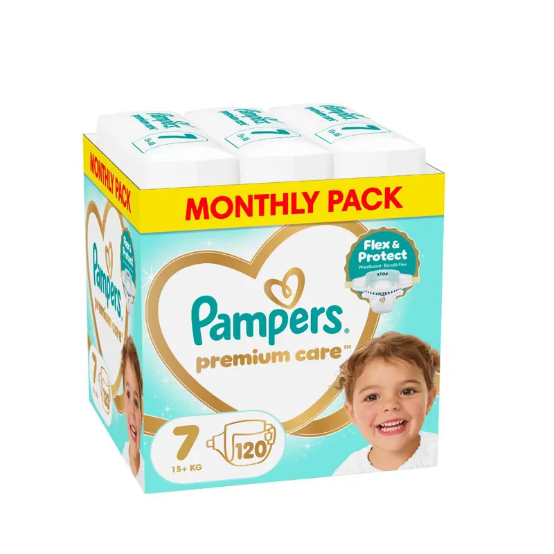 Pampers Premium Care No 7 (15+ kg), 120 τεμάχια