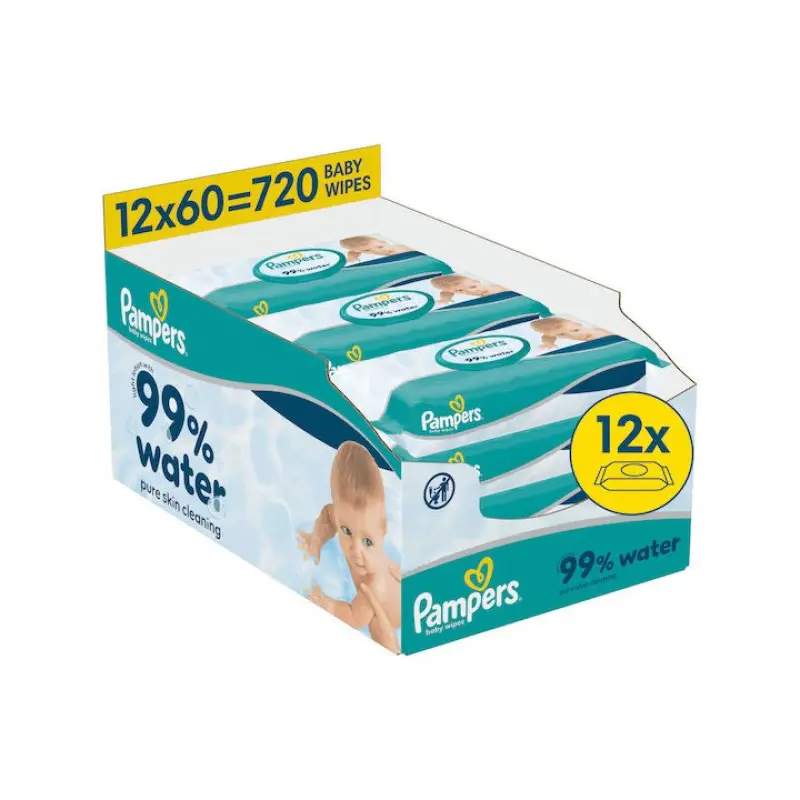 Pampers Baby Wipes 99% Water,12x60 τεμάχια