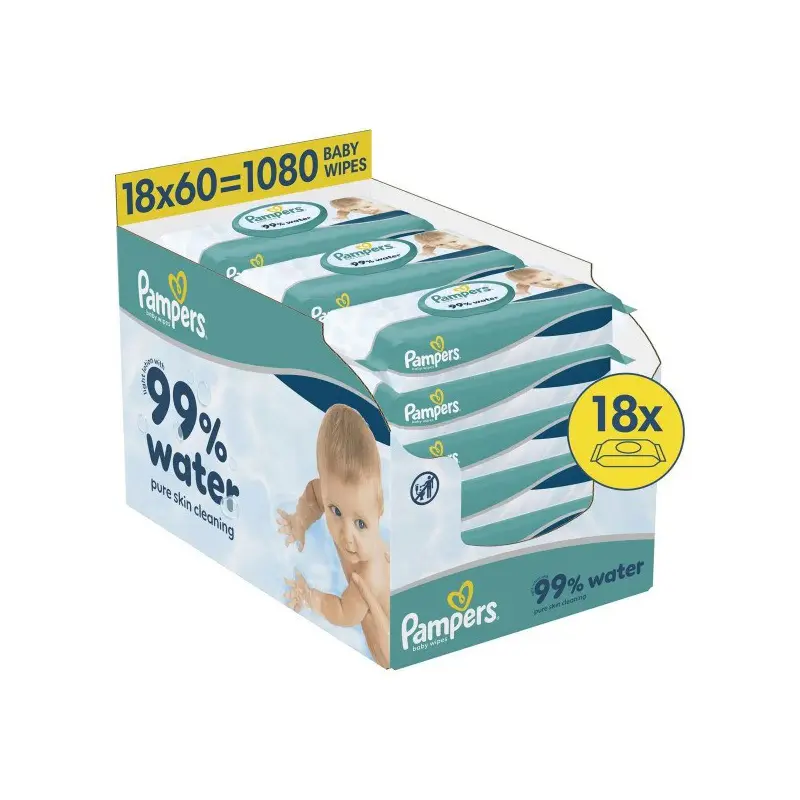 Pampers Baby Wipes 99% Water,18×60 τεμάχια