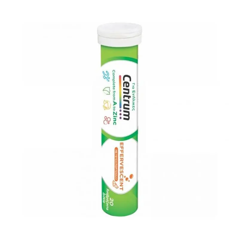 Centrum A to Zinc Effervescent, Πολυβιταμίνη με γεύση πορτοκάλι, 20 αναβράζοντα δισκία