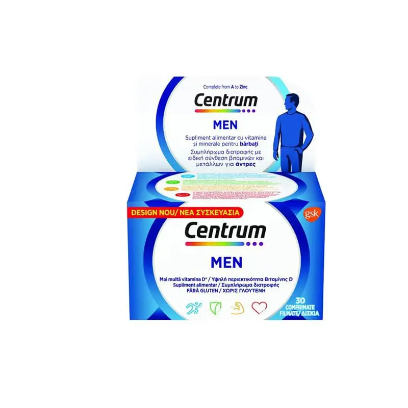 Centrum Men, Συμπλήρωμα Διατροφής με ειδική σύνθεση βιταμινών και μετάλλων για άνδρες, 30 δισκία