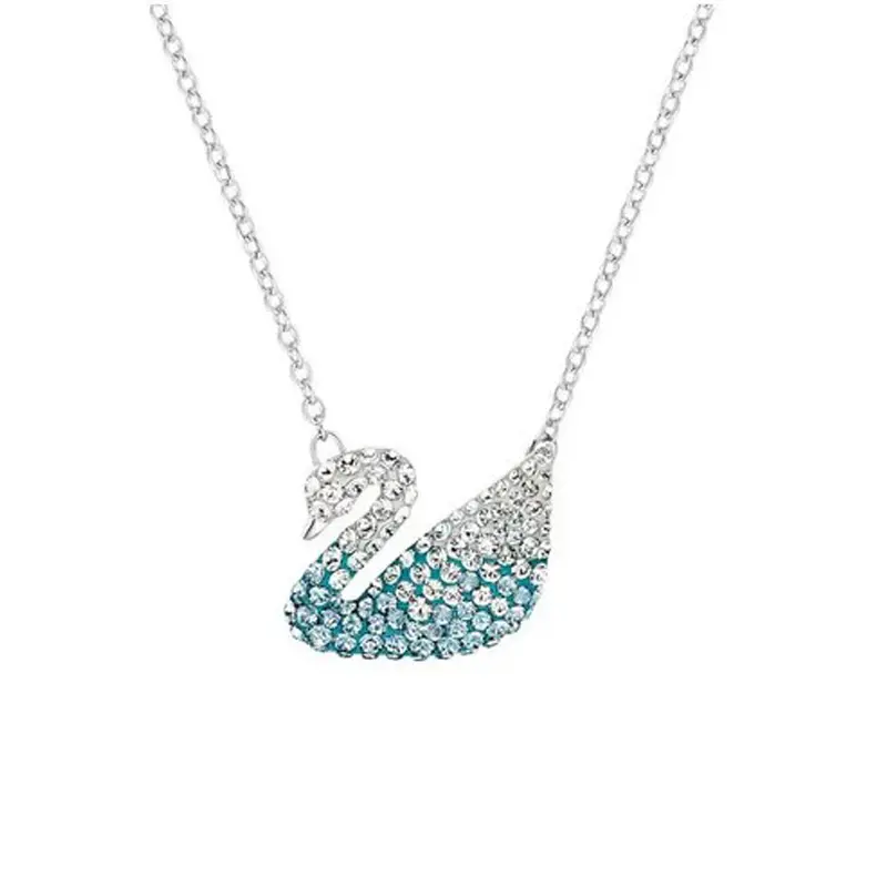 Dezlen Κολιέ ατσάλι κύκνος με μπλε zircon, NE332