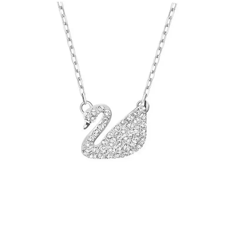 Dezlen Κολιέ ατσάλι με κύκνο και zircon, NE369