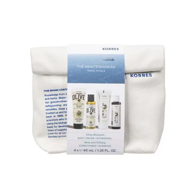 Korres The Mediterranean Travel Rituals Body Set, Άνθη Ελιάς Κρέμα Σώματος/Αφρόλουτρο & Αλόη και Δίκταμο Μαλακτική Κρέμα/Σαμπουάν