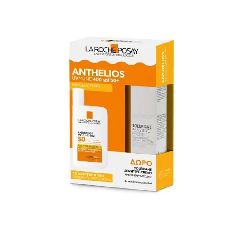 La Roche-Posay Anthelios UVMUNE 400 lnvisible Fluid SPF50+ Προσώπου για κανονικό-μικτό δέρμα, 50ml & ΔΩΡΟ κρέμα Toleriane sensitive 15ml