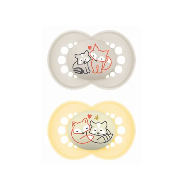 MAM Πιπίλα Day & Night Σιλικόνης, 6-16 μηνών, Beige, 2 τεμάχια