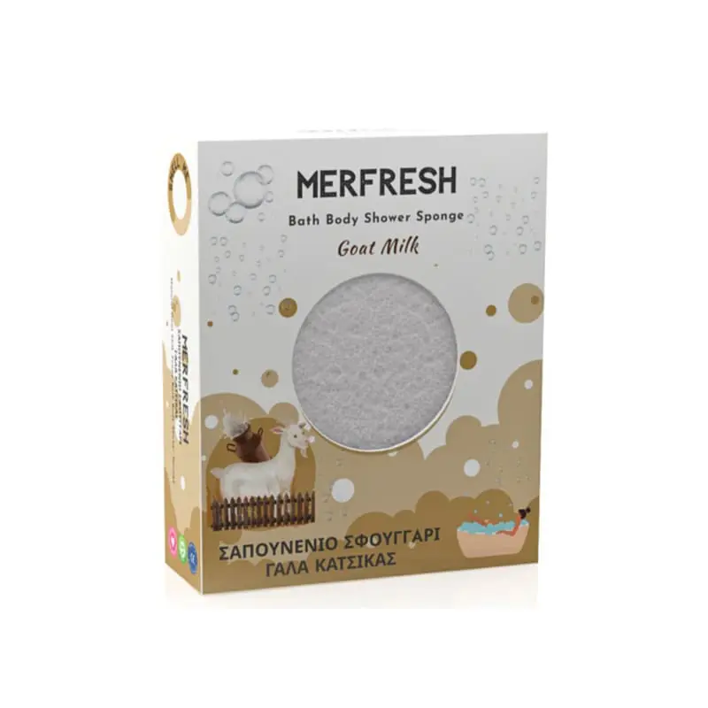 Merfresh Σαπουνένιο Σφουγγάρι με Γάλα Κατσίκας, 1 τεμάχιο