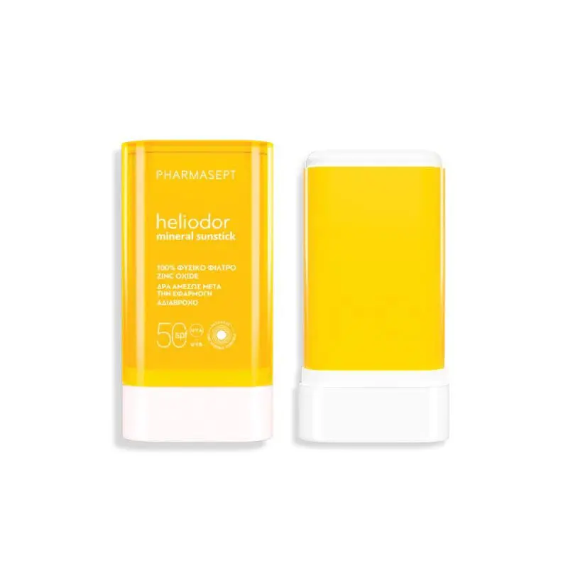 Pharmasept Heliodor Mineral Sunstick SPF 50, Mineral αντηλιακό stick για πρόσωπο, σώμα, χέρια και ευαίσθητα σημεία, 25gr