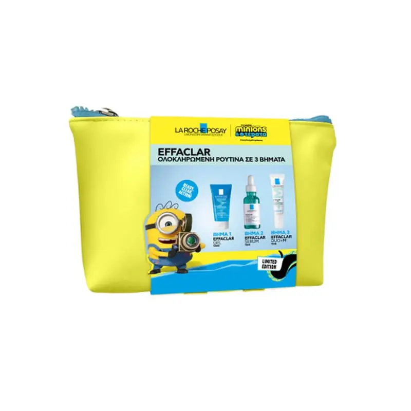 La Roche Posay Effaclar limited edition MINIONS, Oλοκληρωμένη ρουτίνα σε τσαντάκι