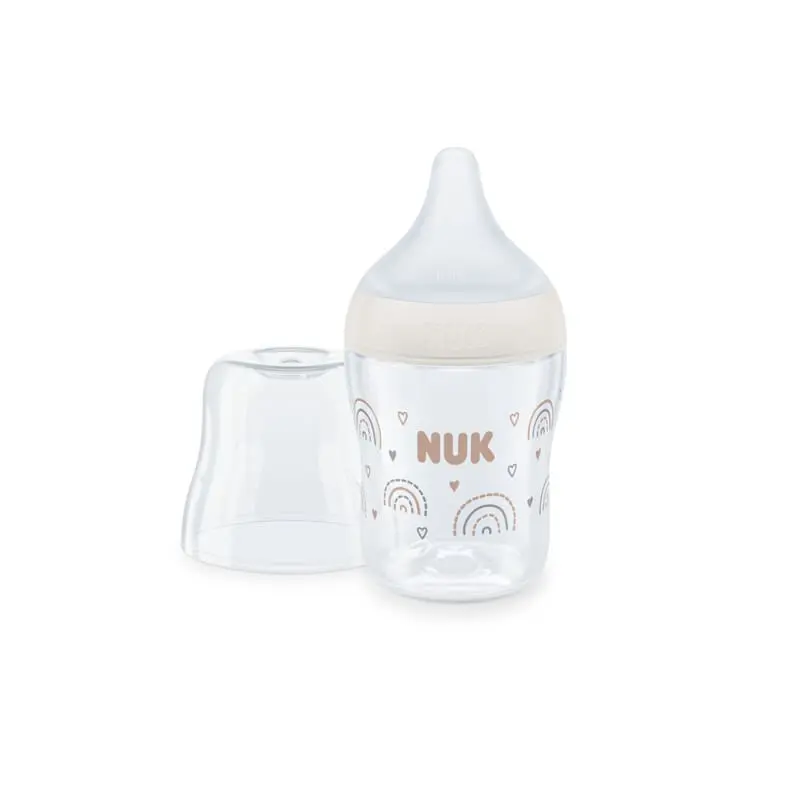 Nuk Perfect Match Μπιμπερό Γυάλινο Θηλή Σιλικόνης 0m+, Rainbow, 120ml