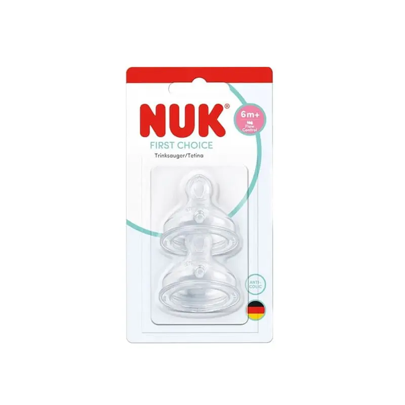 Nuk Θηλή Σιλικόνης First Choice, Flow Control, Anti Colic, 6+m, 2 τεμάχια