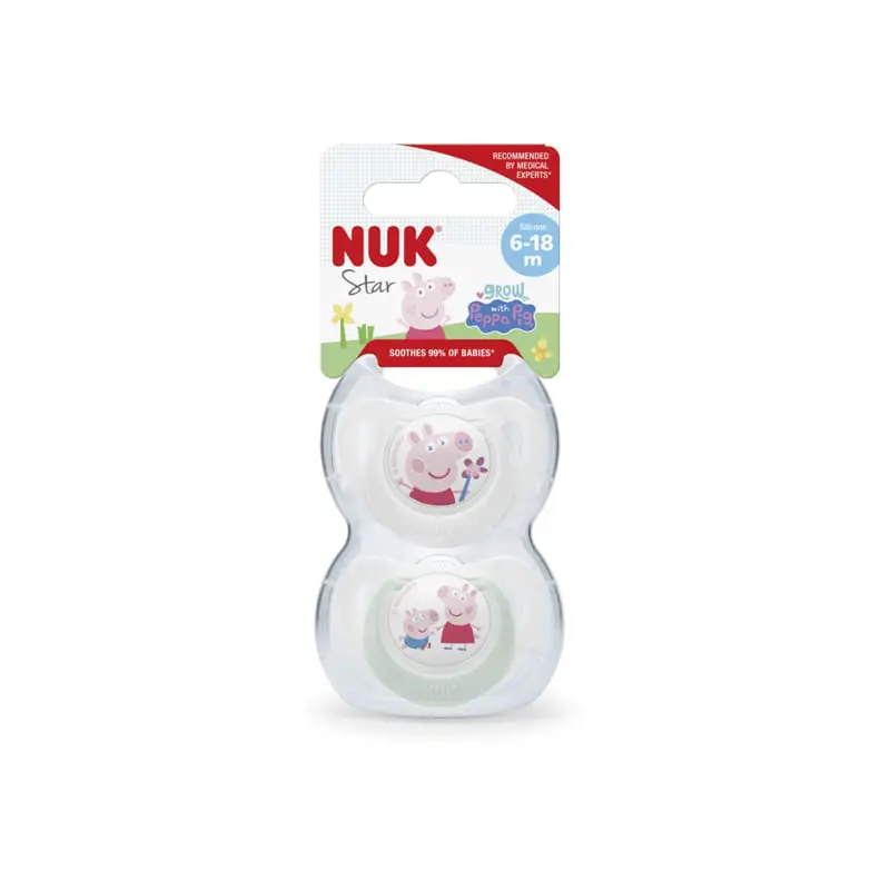 Nuk Πιπίλα Σιλικόνης Peppa Pig, 6-18m, 2 τεμάχια