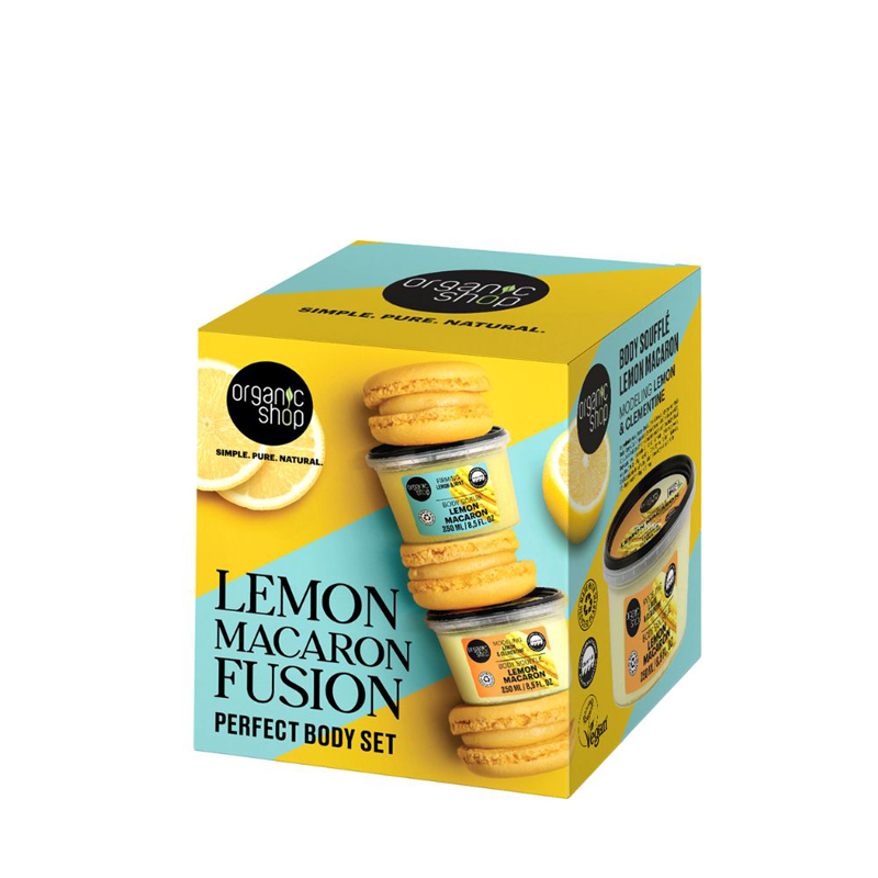 Natura Siberica Organic Shop Perfect Body Set Lemon Macaron Fusion, Σετ Σώματος για Ανανέωση και Λείανση, 2x250ml