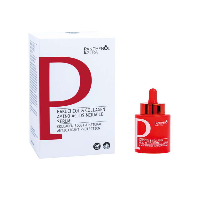 Panthenol Extra Bakuchiol & Collagen Amino Acids Miracle Serum, Πλούσιος κρεμώδης ορός αντιγήρανσης και θρέψης, 30ml
